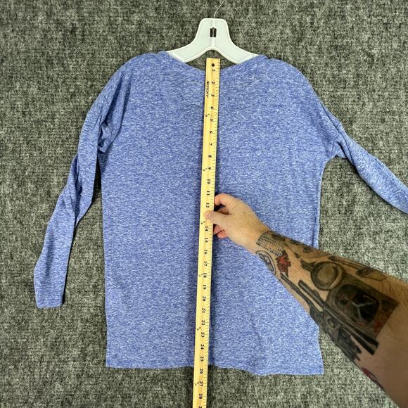 Old Navy Shirt Womens Extra Small Blue Linen Boyfriend Fit Flower Bunch NWT - Picture 7 of 8